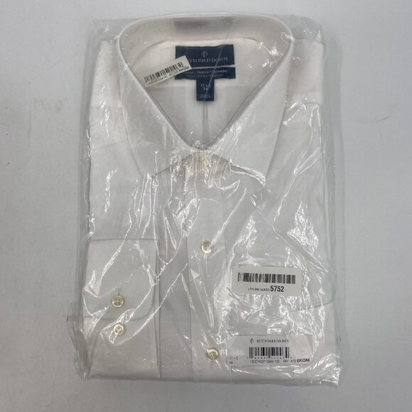 Buttoned Down White Long Sleeve Classic Button-Up Dress Shirt | Size 17.5 - Picture 2 of 5